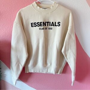 Fear of God Essentials Cream Sweatshirt with Black Logo